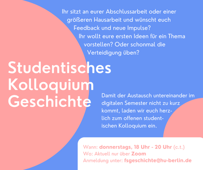 Studentisches Kolloquium Geschichte — Fachschaftsinitiative ...